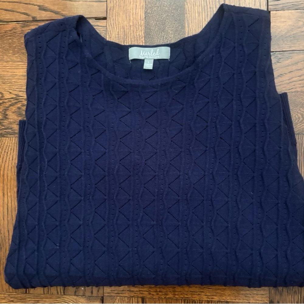 Marled Cableknit Blue Pullover Sweater